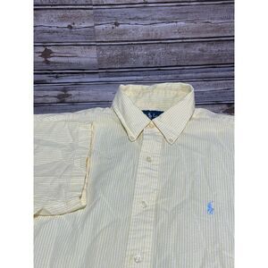 Ralph Lauren Men's‎ Seersucker Short Sleeve Button Down Yellow White Size Large